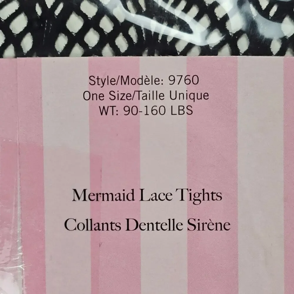 NWT Leg Avenue Tights One Size Black Mermaid Lace Sexy Pantyhose Lingerie - Picture 3 of 4